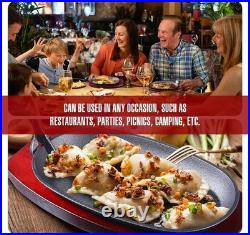 6 Pieces Oval Cast Iron Fajita Skillet Pan Set Small Sizzling Steak Plate with W 6 Pieces Oval Cast Iron Fajita Skillet Pan Set Small Sizzling Steak Plate with W