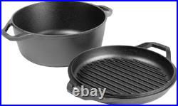 6 Qt Outdoor Cast Iron Double Dutch Oven Roaster Chef Collection LC6DD