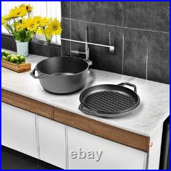 6 Qt Outdoor Cast Iron Double Dutch Oven Roaster Chef Collection LC6DD