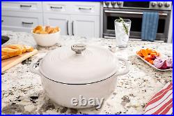 6 Quart Enameled Cast Iron Dutch Oven with Lid Dual Handles Oven Safe up to