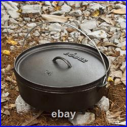 6 Quart Pre-Seasoned Cast Iron Camp Dutch Oven with Lid Dual Handles Use in