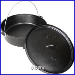 6 Quart Pre-Seasoned Cast Iron Camp Dutch Oven with Lid Dual Handles Use in