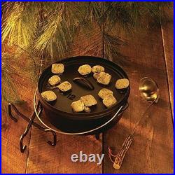 6 Quart Pre-Seasoned Cast Iron Camp Dutch Oven with Lid Dual Handles Use in