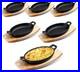 6 Sets Mini Cast Iron Skillets, Oval Fajita Plates with Wooden Base Dish Tray Ser