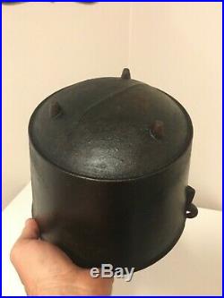 #6 or Small #7 Cast Iron Bean Pot Kettle, 8 5/8 Outside Diameter! Very Rare