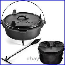 6Qt Cast Iron Camping Dutch Oven with Lid Lifter and Storage Bag Cast Iron Dut