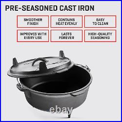 6Qt Cast Iron Camping Dutch Oven with Lid Lifter and Storage Bag Cast Iron Dut