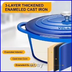 7.5 QT Enameled Oval Dutch Oven Pot with Lid, Cast Iron Dutch Oven with Dual Han