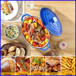 7.5 QT Enameled Oval Dutch Oven Pot with Lid, Cast Iron Dutch Oven with Dual Han
