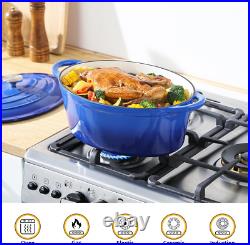 7.5 QT Enameled Oval Dutch Oven Pot with Lid, Cast Iron Dutch Oven with Dual Han