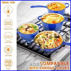 7-Piece Enameled Cast Iron Cookware Set Dutch Ovens, Skillet & Sauce Pan wit