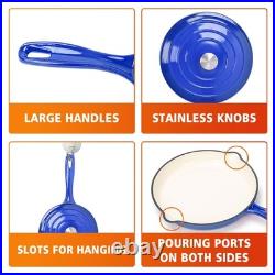 7-Piece Enameled Cast Iron Cookware Set Dutch Ovens, Skillet & Sauce Pan wit