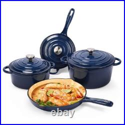 7 Piece Enameled Cast Iron Cookware Set, Pots And Pans Set, Ceramic Cookware