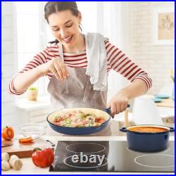 7 Piece Enameled Cast Iron Cookware Set, Pots And Pans Set, Ceramic Cookware