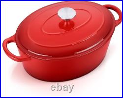 7QT Oval Dutch Oven Pot with Lid, Enameled Cast Iron Dutch Oven Dual Handles