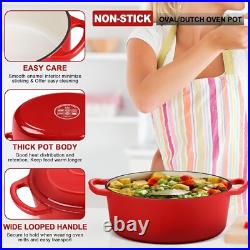 7QT Oval Dutch Oven Pot with Lid, Enameled Cast Iron Dutch Oven Dual Handles