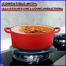7QT Oval Dutch Oven Pot with Lid, Enameled Cast Iron Dutch Oven Dual Handles