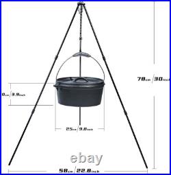 8 Piece Cast Iron Dutch Oven Camping Set. 4.5 Qt Cast Iron Pot with Lid and Lift