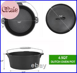 8 Piece Pre-Seasoned Dutch Oven Cooking Set Cast Iron Camping Kitchen Cookware B
