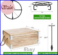 8 Piece Pre-Seasoned Dutch Oven Cooking Set Cast Iron Camping Kitchen Cookware B