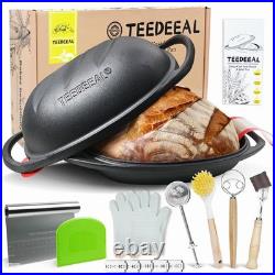 9.2 QT Heavy Duty Pre-seasoned Cast Iron Bread Pan, Large Loaf Dutch Oven wit