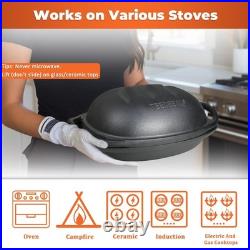 9.2 QT Heavy Duty Pre-seasoned Cast Iron Bread Pan, Large Loaf Dutch Oven wit