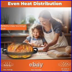 9.2 QT Heavy Duty Pre-seasoned Cast Iron Bread Pan, Large Loaf Dutch Oven wit