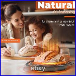 9.2 QT Heavy Duty Pre-seasoned Cast Iron Bread Pan, Large Loaf Dutch Oven wit