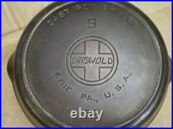 #9 Griswold Cast Iron Skillet 11 Frying Pan 710-h Large Slant Logo Heat Ring