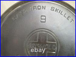 #9 Griswold Cast Iron Skillet 11 Frying Pan 710-h Large Slant Logo Heat Ring