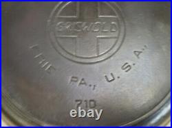 #9 Griswold Cast Iron Skillet 11 Frying Pan 710-h Large Slant Logo Heat Ring