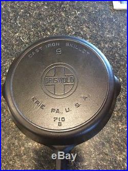 #9 Griswold Cast Iron Skillet & Button Logo Lid Clean & Seasoned