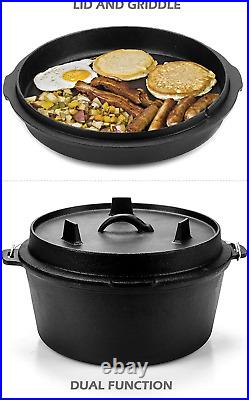 9 Quart Pre-Seasoned Cast Iron Dutch Oven with Lid and Lid Lifter Tool Outdoor D