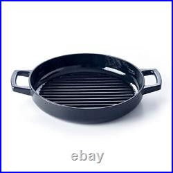 ALVA Nori Grill Pan 11, Cast Iron Pan with 2 Handles and Deep Grill Ridges