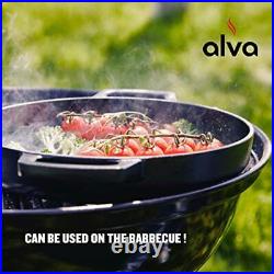 ALVA Nori Grill Pan 11, Cast Iron Pan with 2 Handles and Deep Grill Ridges