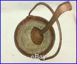 Antique 1848-1865 CIVIL War Cast Iron Heat Ring Cauldron Handled Pot & Laddle