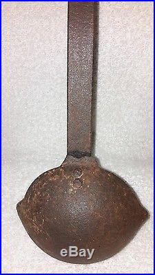 Antique 1848-1865 CIVIL War Cast Iron Heat Ring Cauldron Handled Pot & Laddle