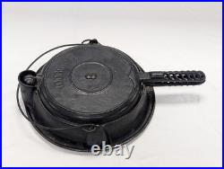 ANTIQUE LODGE #8 CAST IRON WAFFLE MAKER With STAND ARC LOGO RARE GREAT CONDITION