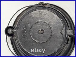 ANTIQUE LODGE #8 CAST IRON WAFFLE MAKER With STAND ARC LOGO RARE GREAT CONDITION
