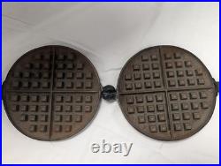 ANTIQUE LODGE #8 CAST IRON WAFFLE MAKER With STAND ARC LOGO RARE GREAT CONDITION