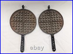 ANTIQUE LODGE #8 CAST IRON WAFFLE MAKER With STAND ARC LOGO RARE GREAT CONDITION