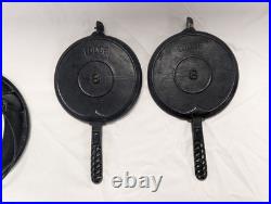 ANTIQUE LODGE #8 CAST IRON WAFFLE MAKER With STAND ARC LOGO RARE GREAT CONDITION