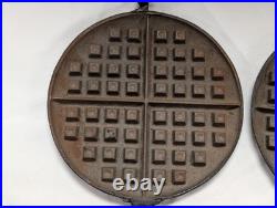 ANTIQUE LODGE #8 CAST IRON WAFFLE MAKER With STAND ARC LOGO RARE GREAT CONDITION