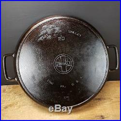 ANTIQUE RARE Griswold Size 20 Cast Iron Skillet Griddle Hotel Pan Erie PA 728