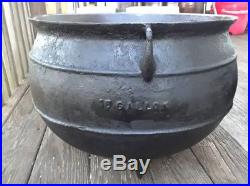 ANTIQUE RARE Signed BALTIMORE LARGE CAST IRON 15 GALLON GYPSY KETTLE CAULDRON