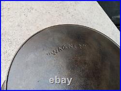 ANTIQUE WAGNER #11 CAST IRON SKILLET 1800's ARC LOGO HEAT RING (N)