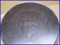 Antique 1800's Sidney Hollow Ware Co #9 Cast Iron Skillet 11 Fry Pan Clean