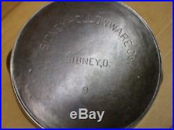 Antique 1800's Sidney Hollow Ware Co #9 Cast Iron Skillet 11 Fry Pan Clean