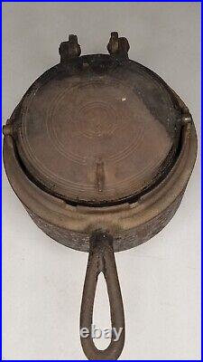 Antique 1800s Cast Iron Waffle Maker Primitive Kitchen Cookware Collectible