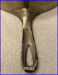 Antique #704 Griswold Nickel Plated Cast Iron Skillet #8 USA Slanted, ERIE